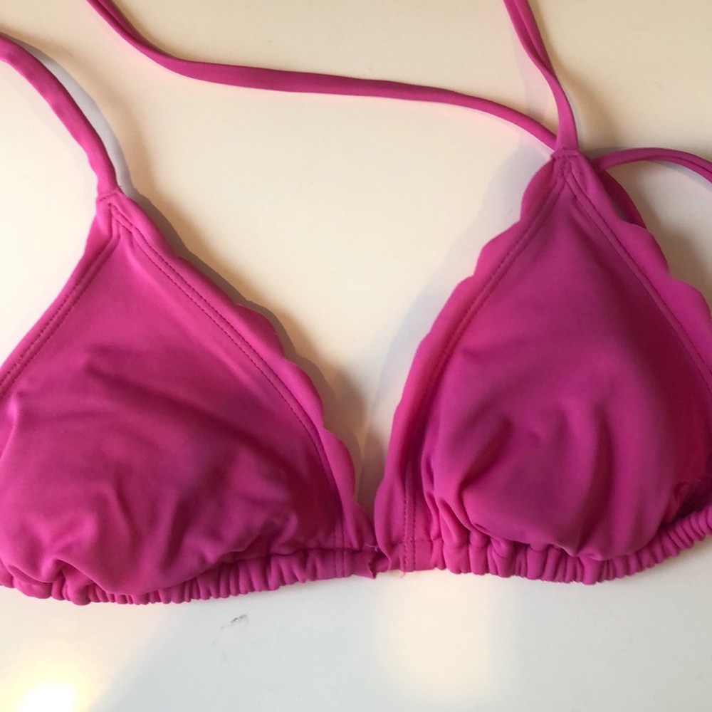 Rosy scalloped two piece bikini